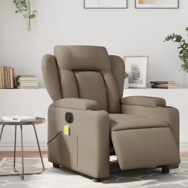 Sillón reclinable de masaje eléctrico cuero sintético capuchino