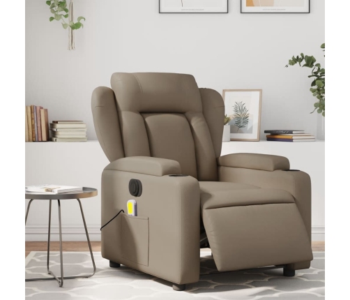 Sillón reclinable de masaje eléctrico cuero sintético capuchino