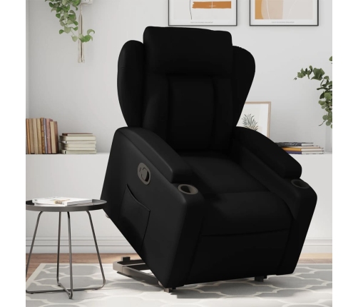 Sillón reclinable elevable cuero artificial negro