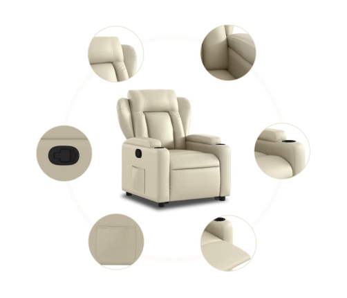 Sillón reclinable elevable cuero artificial color crema