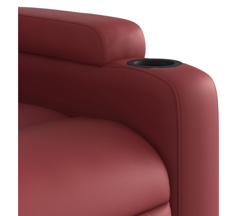 Sillón reclinable elevable cuero artificial rojo tinto