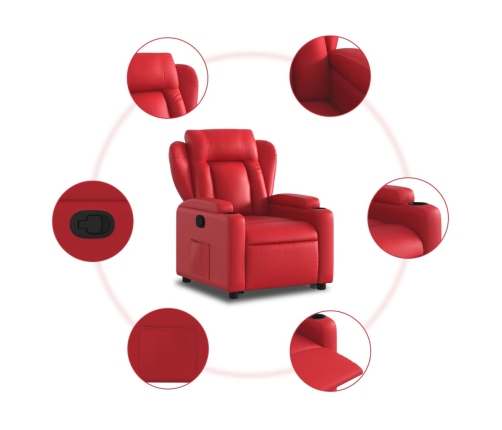 Sillón reclinable elevable cuero artificial rojo