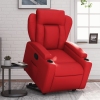 Sillón reclinable elevable cuero artificial rojo