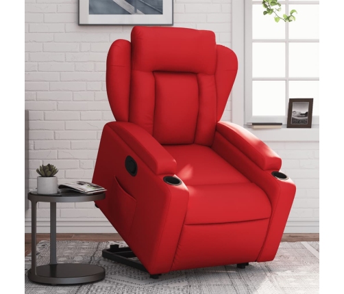 Sillón reclinable elevable cuero artificial rojo