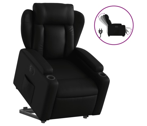 Sillón reclinable y elevable eléctrico cuero sintético negro