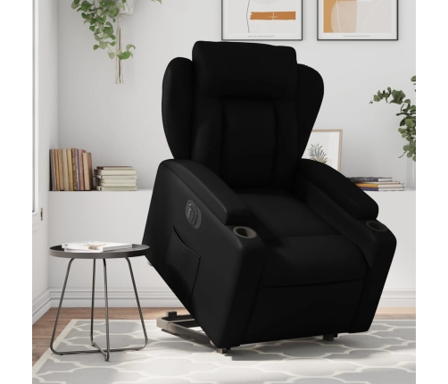 Sillón reclinable y elevable eléctrico cuero sintético negro