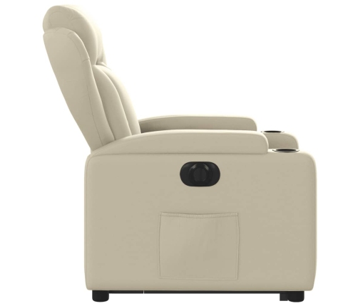 Sillón reclinable elevable eléctrico de cuero sintético crema