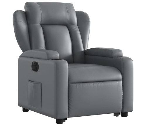 Sillón reclinable elevable eléctrico de cuero sintético gris