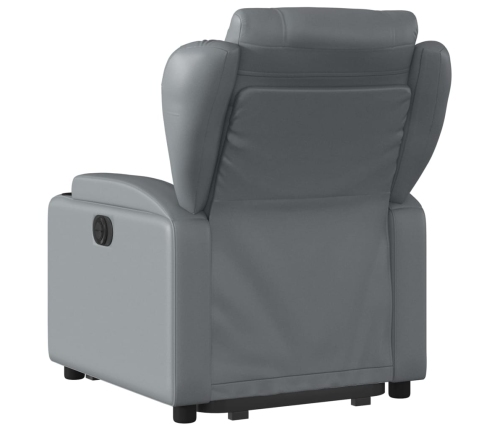 Sillón reclinable elevable eléctrico de cuero sintético gris