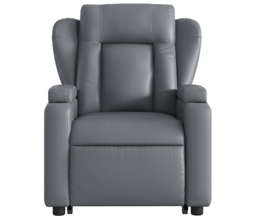 Sillón reclinable elevable eléctrico de cuero sintético gris