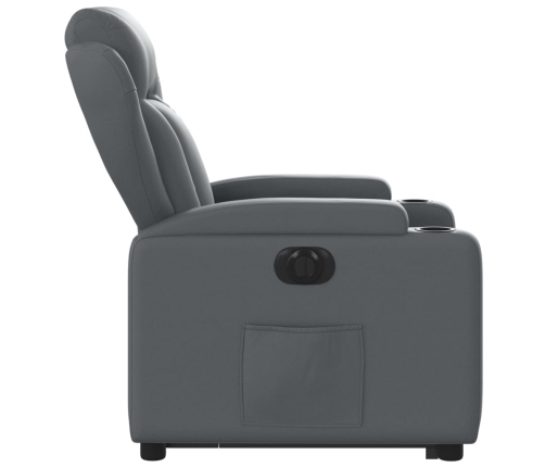 Sillón reclinable elevable eléctrico de cuero sintético gris