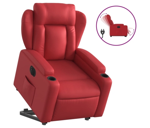 Sillón elevable eléctrico cuero artificial rojo