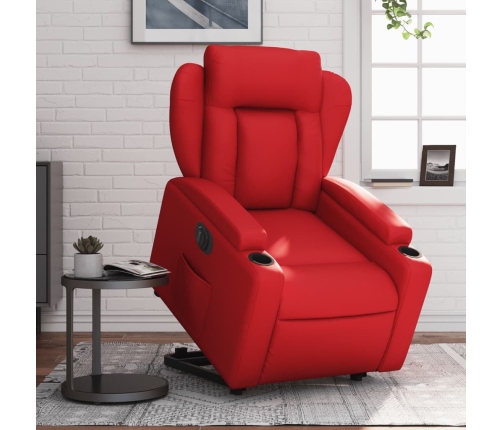 Sillón elevable eléctrico cuero artificial rojo