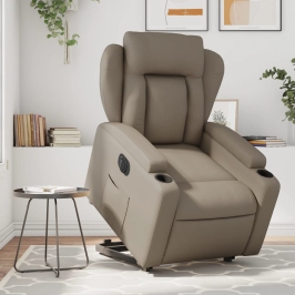 Sillón elevable eléctrico cuero artificial capuchino