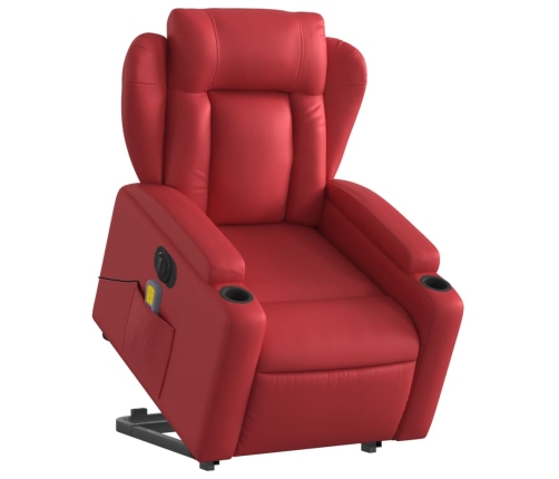 Sillón de majaje elevable eléctrico cuero artificial rojo