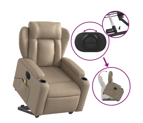 Sillón reclinable de masaje eléctrico cuero sintético capuchino