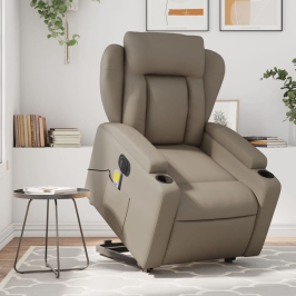 Sillón reclinable de masaje eléctrico cuero sintético capuchino