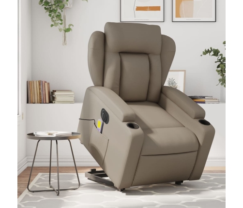 Sillón reclinable de masaje eléctrico cuero sintético capuchino