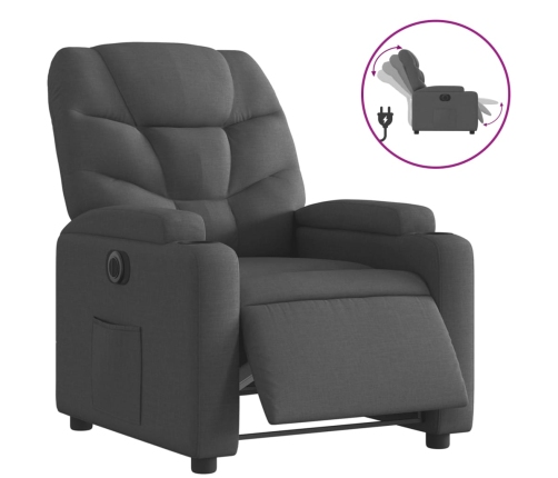 Sillón reclinable eléctrico de tela gris oscuro