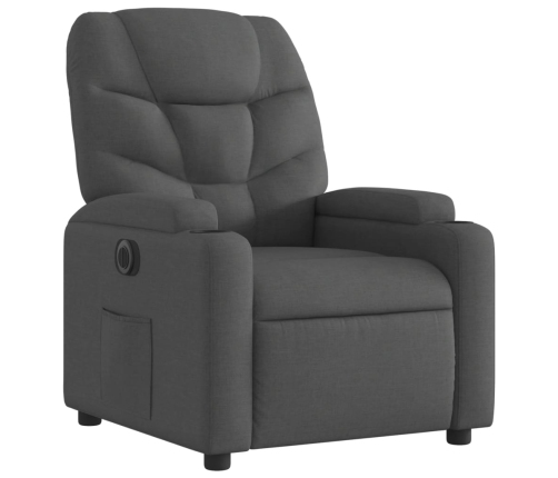 Sillón reclinable eléctrico de tela gris oscuro