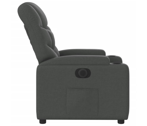 Sillón reclinable eléctrico de tela gris oscuro