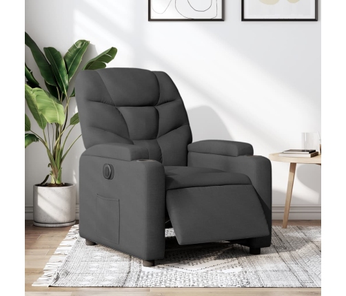 Sillón reclinable eléctrico de tela gris oscuro