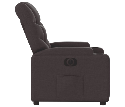 Sillón reclinable eléctrico tela marrón oscuro