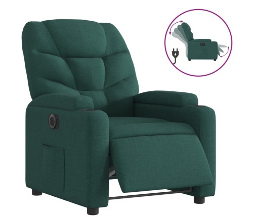 Sillón reclinable eléctrico tela verde oscuro