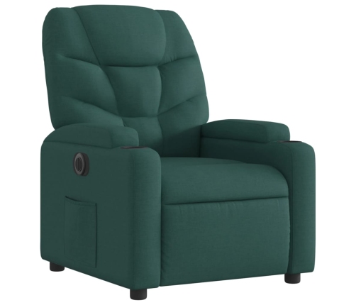 Sillón reclinable eléctrico tela verde oscuro