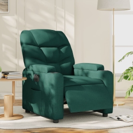 Sillón reclinable eléctrico tela verde oscuro