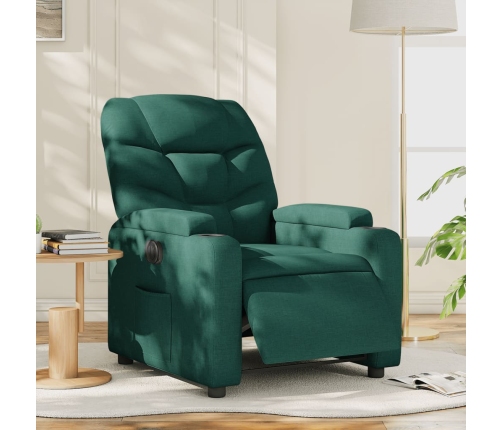 Sillón reclinable eléctrico tela verde oscuro