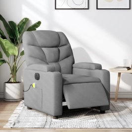 Sillón reclinable de masaje eléctrico tela gris claro