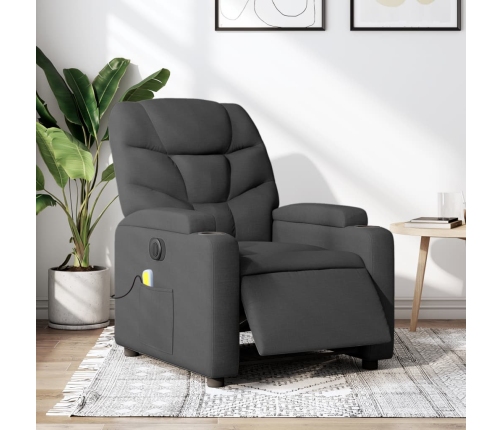 Sillón reclinable de masaje eléctrico tela gris oscuro