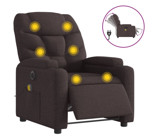 Sillón reclinable de masaje eléctrico tela marrón oscuro