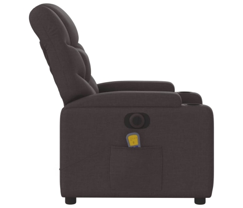 Sillón reclinable de masaje eléctrico tela marrón oscuro