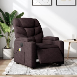 Sillón reclinable de masaje eléctrico tela marrón oscuro