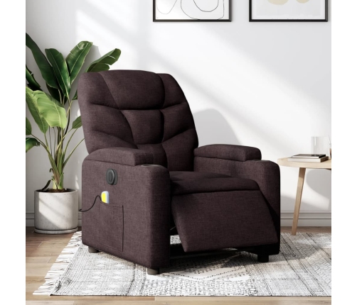 Sillón reclinable de masaje eléctrico tela marrón oscuro