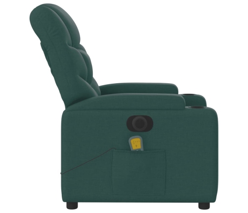 Sillón reclinable de masaje eléctrico tela verde oscuro