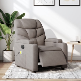 Sillón reclinable de masaje eléctrico tela gris taupe