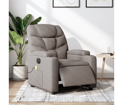 Sillón reclinable de masaje eléctrico tela gris taupe