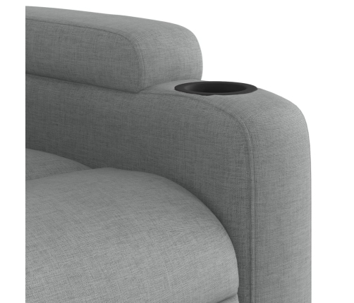 Sillón reclinable elevable de tela gris claro