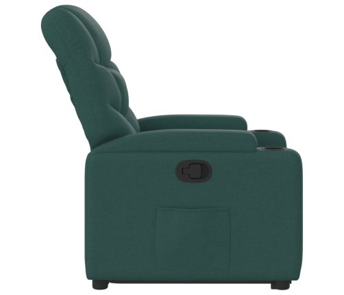 Sillón reclinable elevable tela verde oscuro