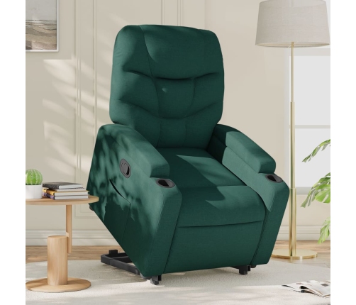 Sillón reclinable elevable tela verde oscuro