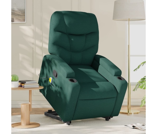 Silla de masaje reclinable de pie de tela verde oscura