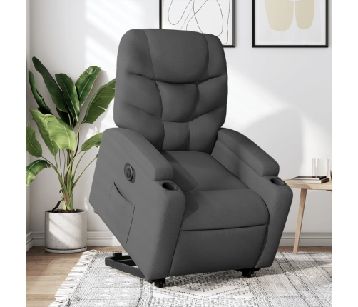 Sillón eléctrico reclinable elevable de tela gris oscuro