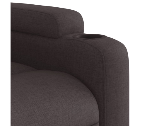 Sillón eléctrico reclinable elevable de tela marrón oscuro