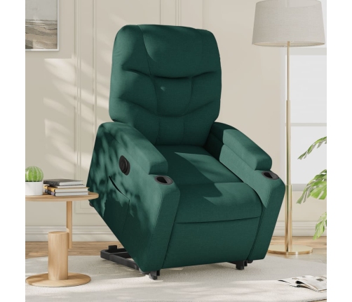 Sillón eléctrico reclinable elevable de tela verde oscuro