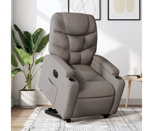 Sillón eléctrico reclinable elevable de tela gris taupe