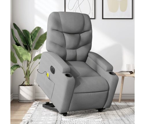 Sillón de masaje eléctrico reclinable elevable tela gris claro