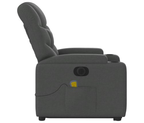 Sillón de masaje eléctrico reclinable elevable tela gris oscuro